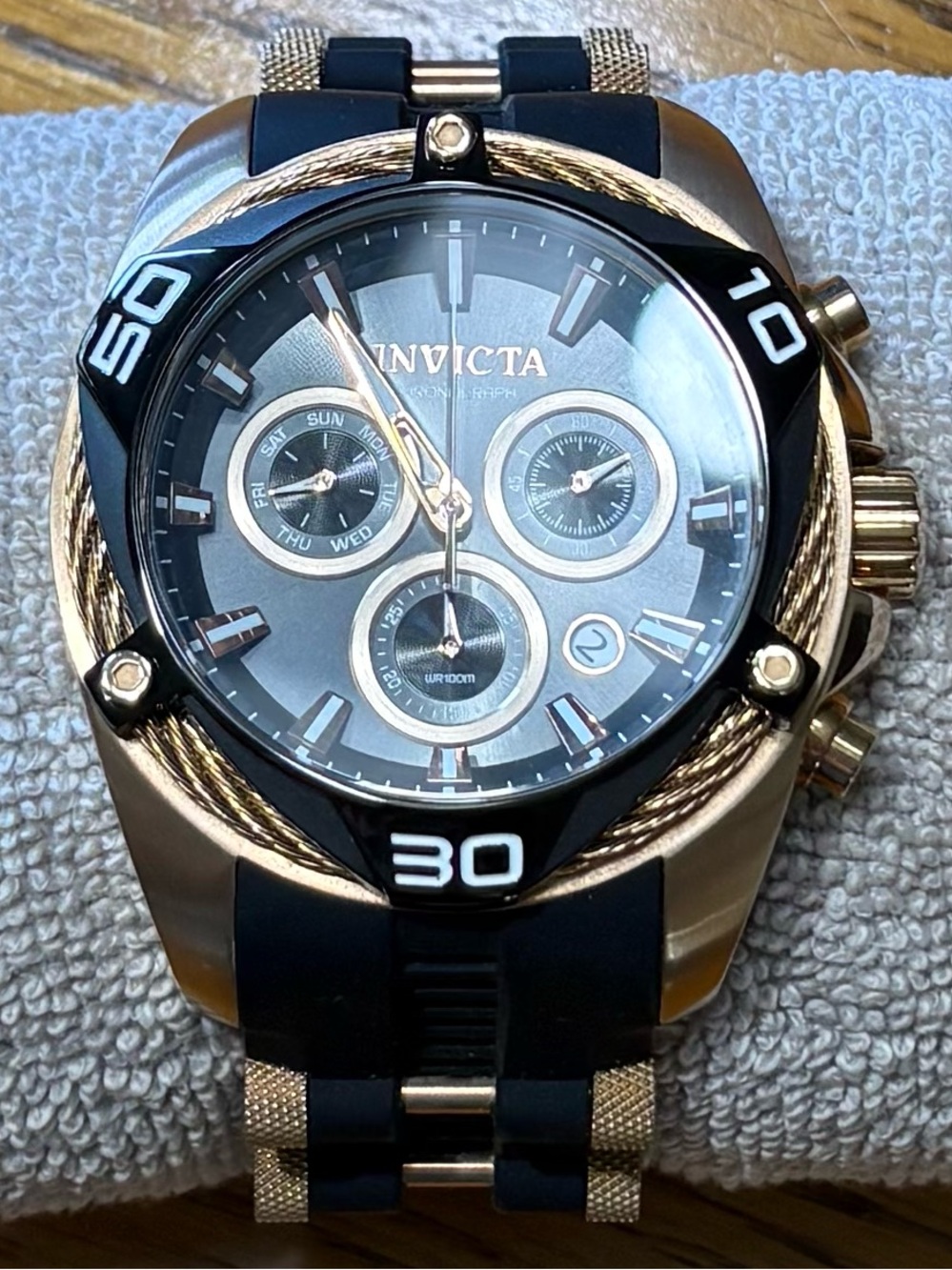 Men’s Invicta Chronograph Watch - Black & Rose Gold